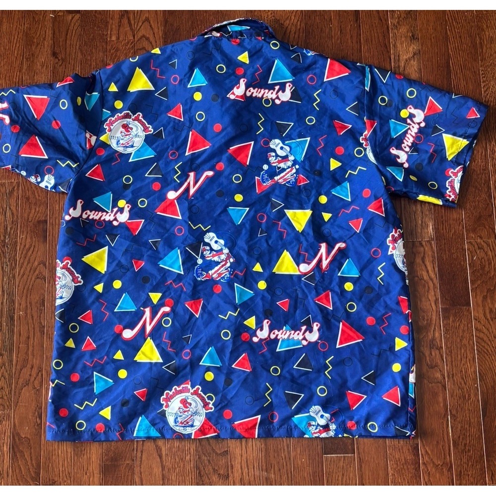 Nashville‎ Sounds All Over Print Shirt Mens Blue Logo Button Up Short Sleeve XL - Picture 5 of 5